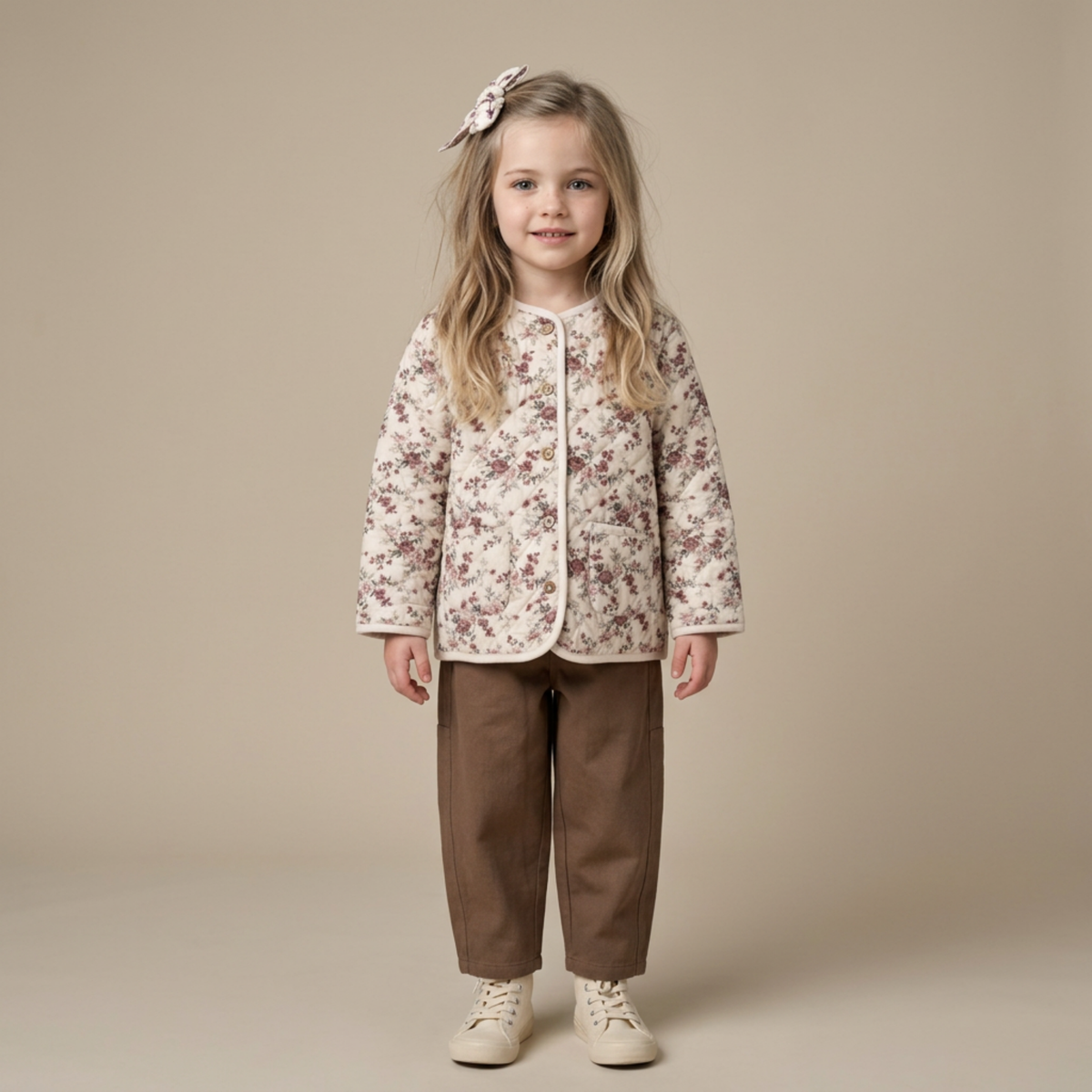 Organic Quilted Buttoned Jacket - Wildrose by Makemake Organics
