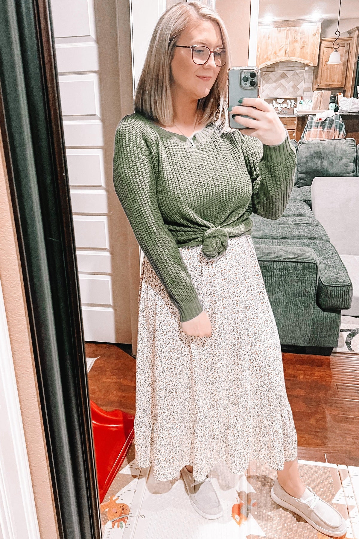 Ivory Floral Smocked Maxi Dress by PinkBlush (view 6 of 24)