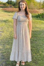 Ivory Floral Smocked Maxi Dress by PinkBlush (view 9 of 24)