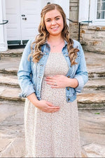 Ivory Floral Smocked Maternity Maxi Dress by PinkBlush (view 12 of 29)