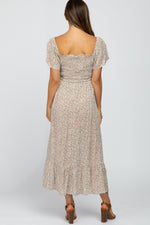 Ivory Floral Smocked Maternity Maxi Dress by PinkBlush (view 2 of 29)