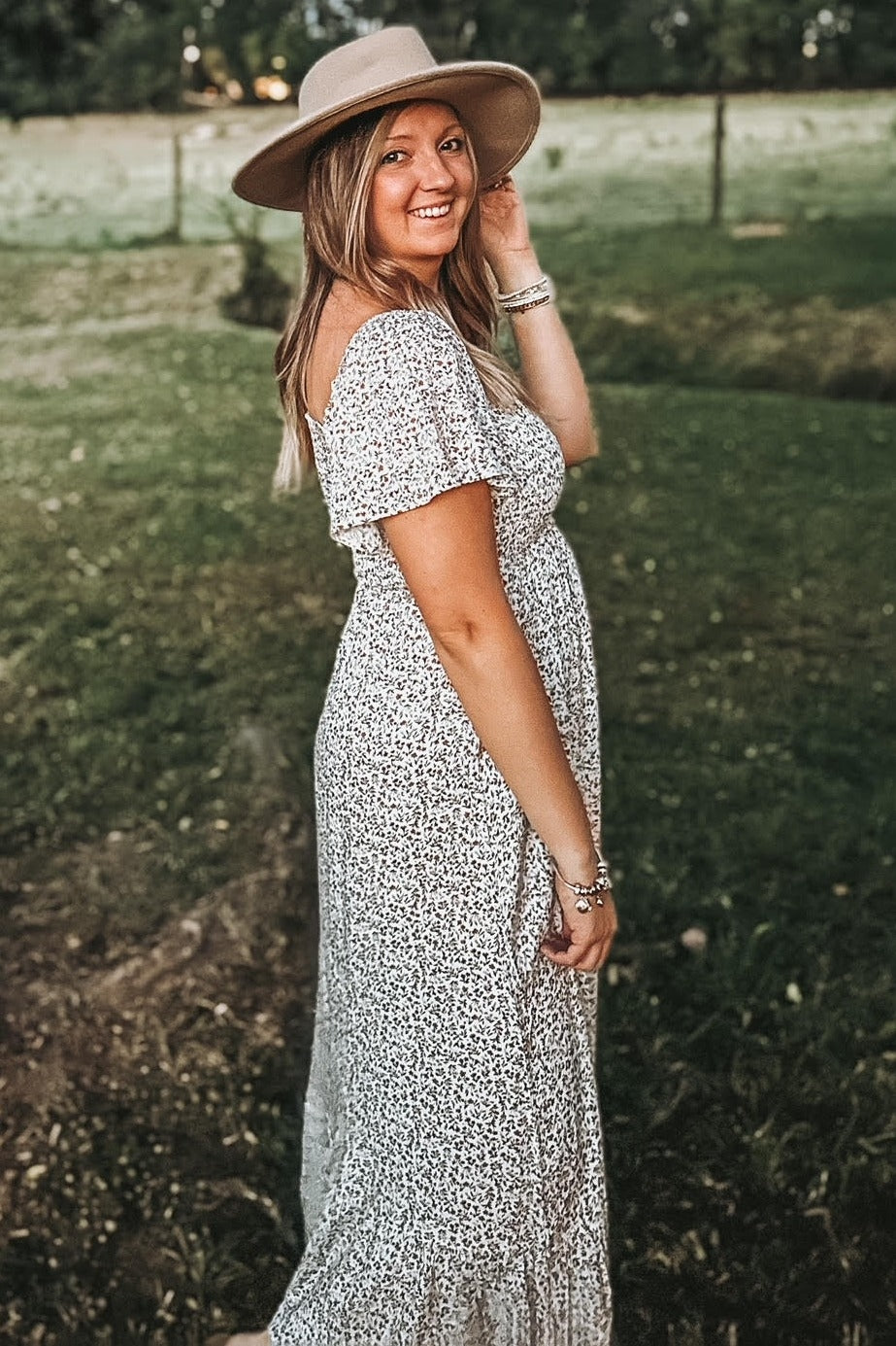 Ivory Floral Smocked Maxi Dress by PinkBlush (view 14 of 24)