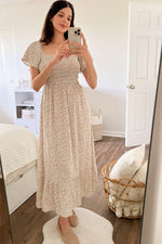 Ivory Floral Smocked Maxi Dress by PinkBlush (view 15 of 24)