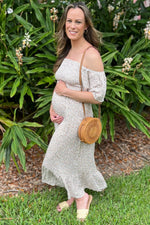 Ivory Floral Smocked Maternity Maxi Dress by PinkBlush (view 14 of 29)