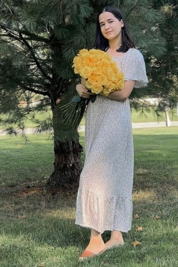 Ivory Floral Smocked Maxi Dress by PinkBlush (view 17 of 24)