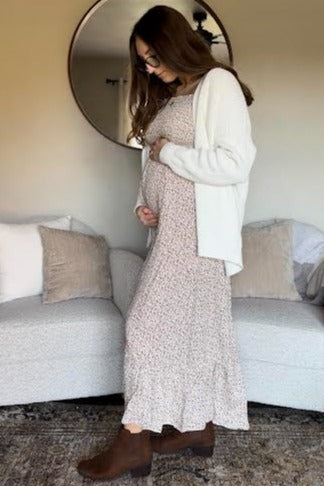 Ivory Floral Smocked Maternity Maxi Dress by PinkBlush (view 15 of 29)