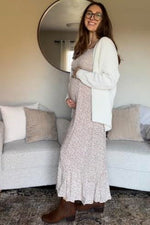 Ivory Floral Smocked Maternity Maxi Dress by PinkBlush (view 16 of 29)