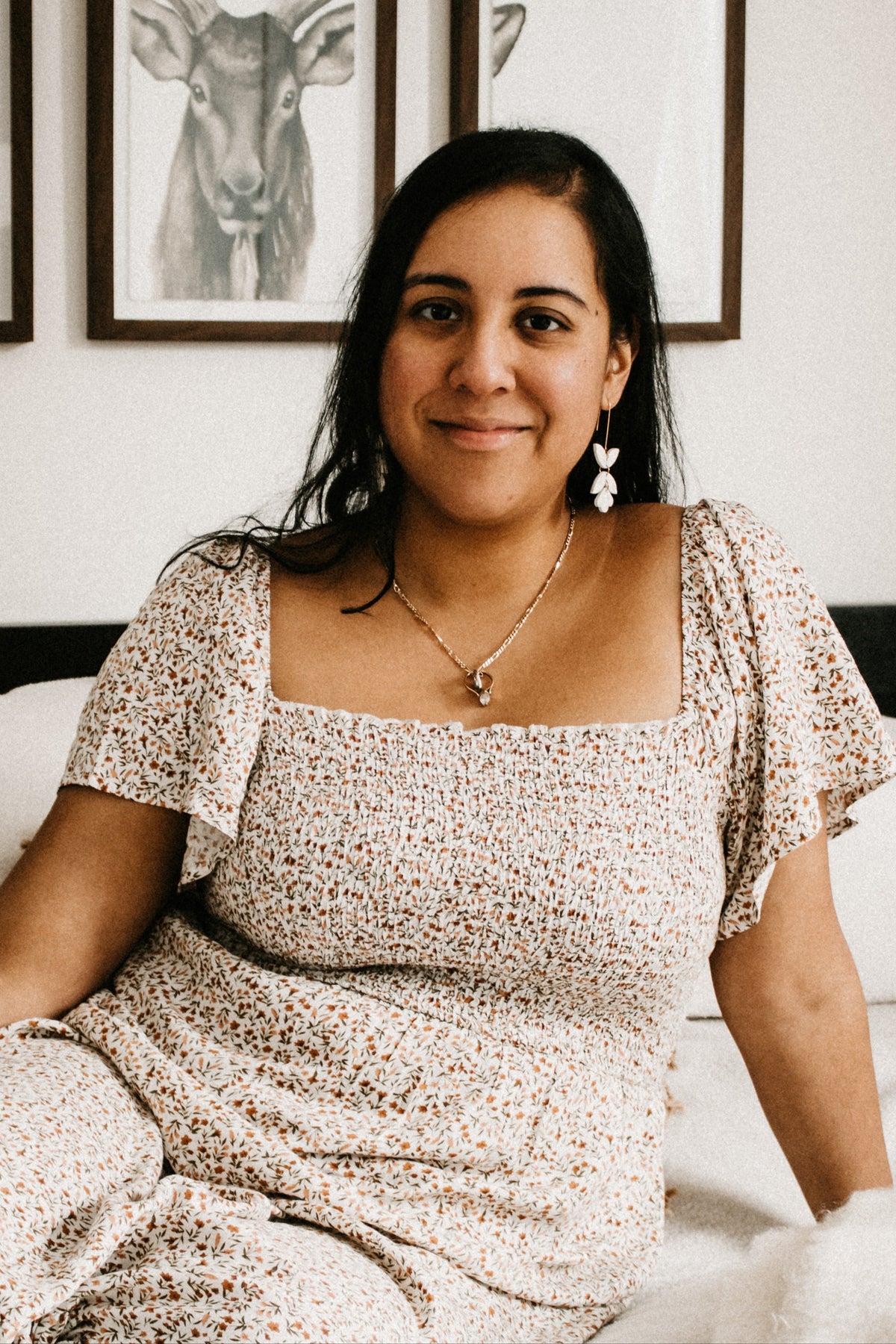 Ivory Floral Smocked Maxi Dress by PinkBlush (view 18 of 24)