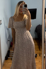 Ivory Floral Smocked Maxi Dress by PinkBlush (view 19 of 24)