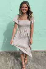 Ivory Floral Smocked Maxi Dress by PinkBlush (view 20 of 24)