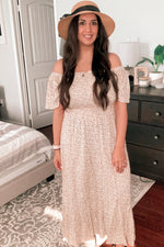 Ivory Floral Smocked Maxi Dress by PinkBlush (view 21 of 24)