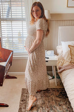 Ivory Floral Smocked Maternity Maxi Dress by PinkBlush (view 27 of 29)