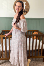 Ivory Floral Smocked Maxi Dress by PinkBlush (view 23 of 24)
