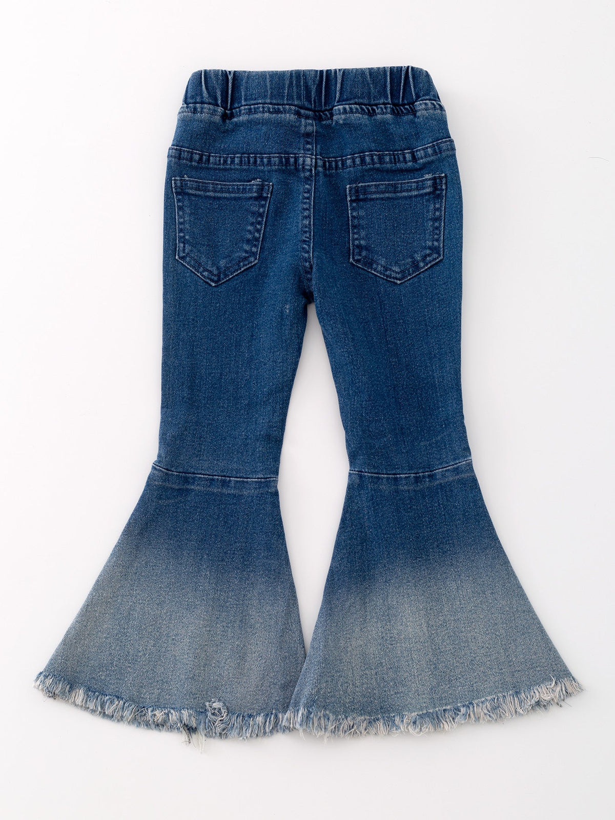 Deep Blue Spray Dyeing Tight Bell-bottoms Denim Jeans Pants by Rylee Faith Designs at Everetts Place