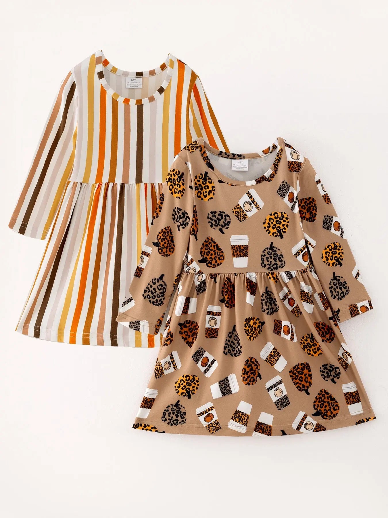 Fall Thanksgiving Day Set Of 2 Pieces Girls Leopard Print Dress Rylee Faith Designs