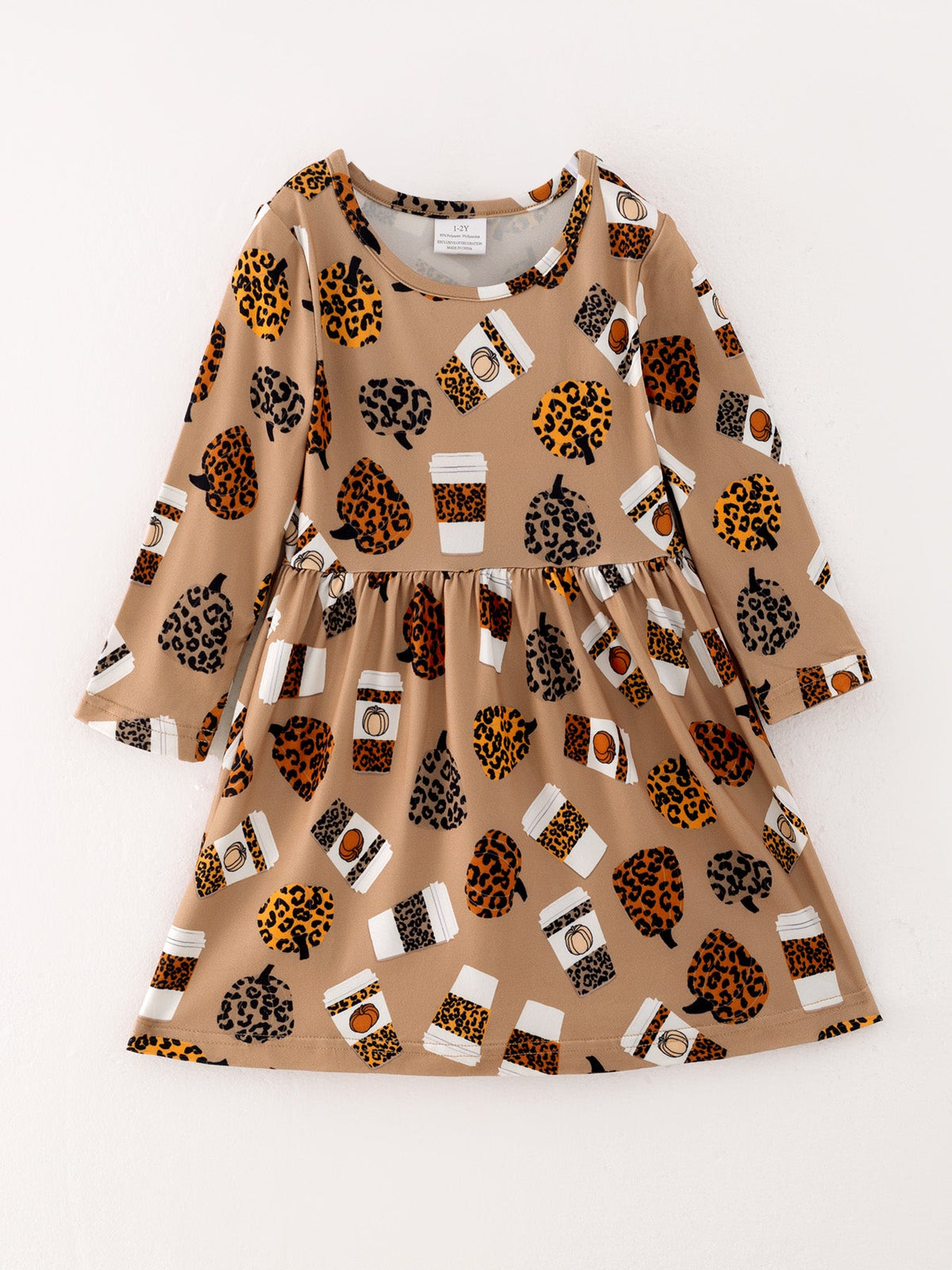 Fall Thanksgiving Day Set Of 2 Pcs In One Package Girls Leopard Print Dress by Rylee Faith Designs