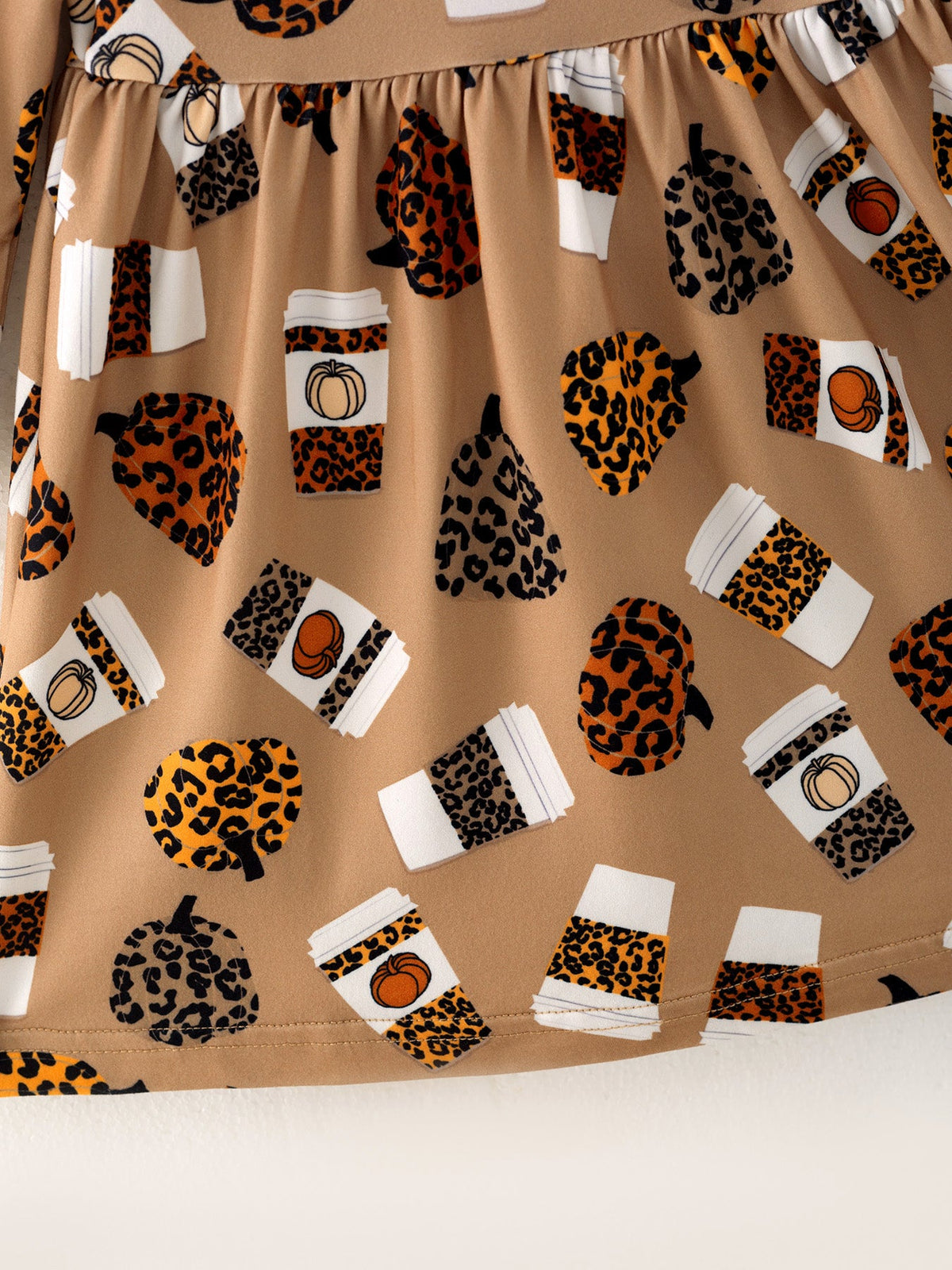 Fall Thanksgiving Day Set Of 2 Pcs In One Package Girls Leopard Print Dress by Rylee Faith Designs