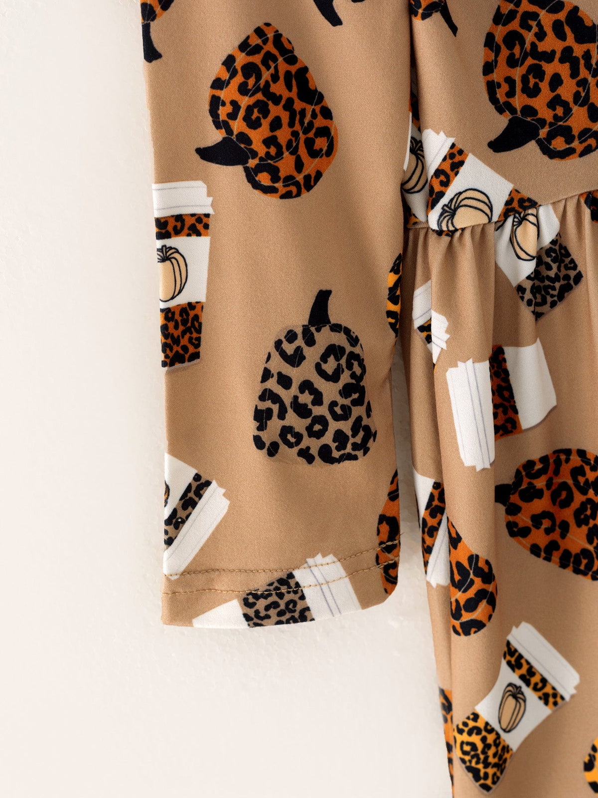 Fall Thanksgiving Day Set Of 2 Pcs In One Package Girls Leopard Print Dress by Rylee Faith Designs