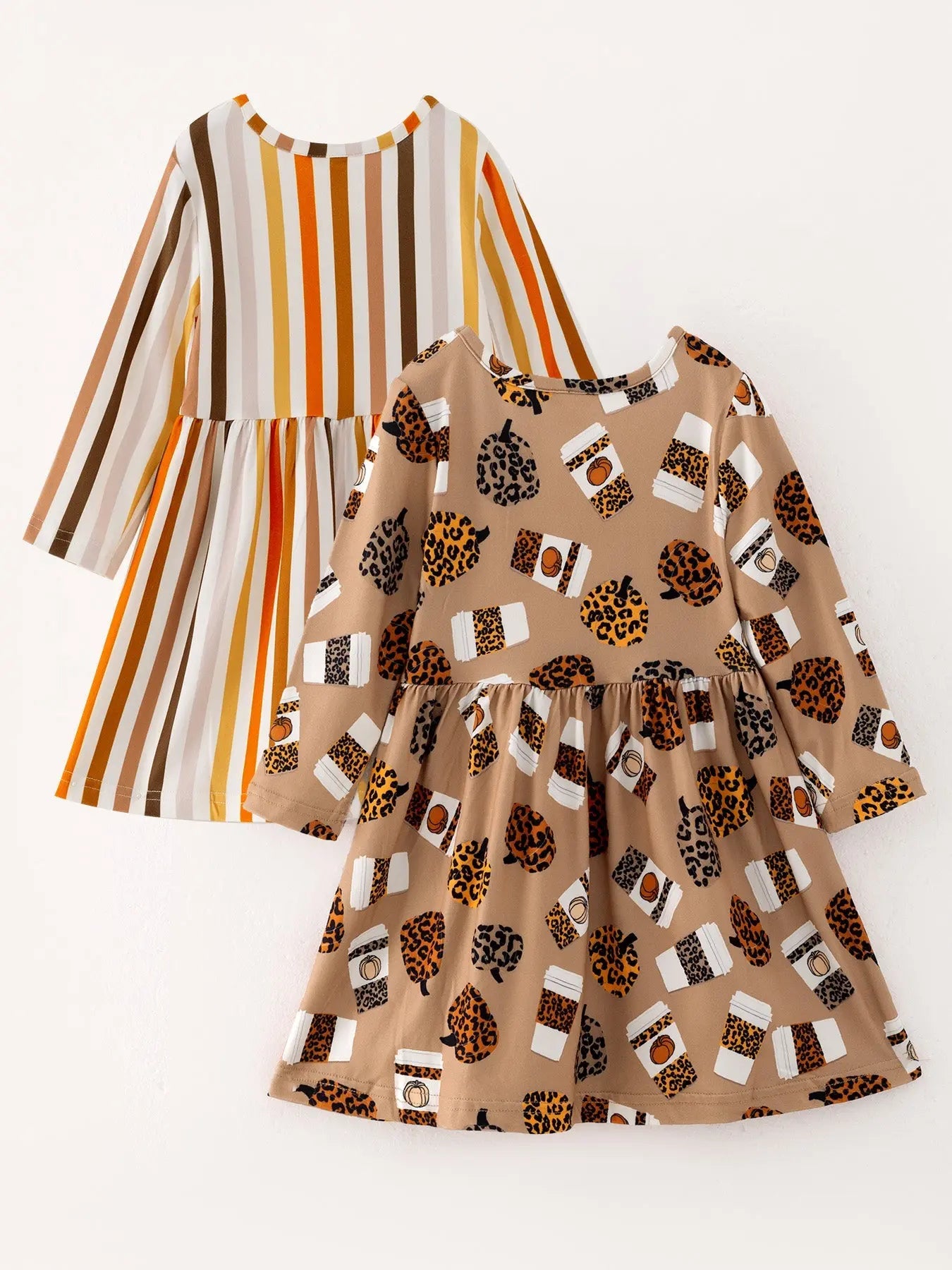 Fall Thanksgiving Day Set Of 2 Pieces Girls Leopard Print Dress Rylee Faith Designs