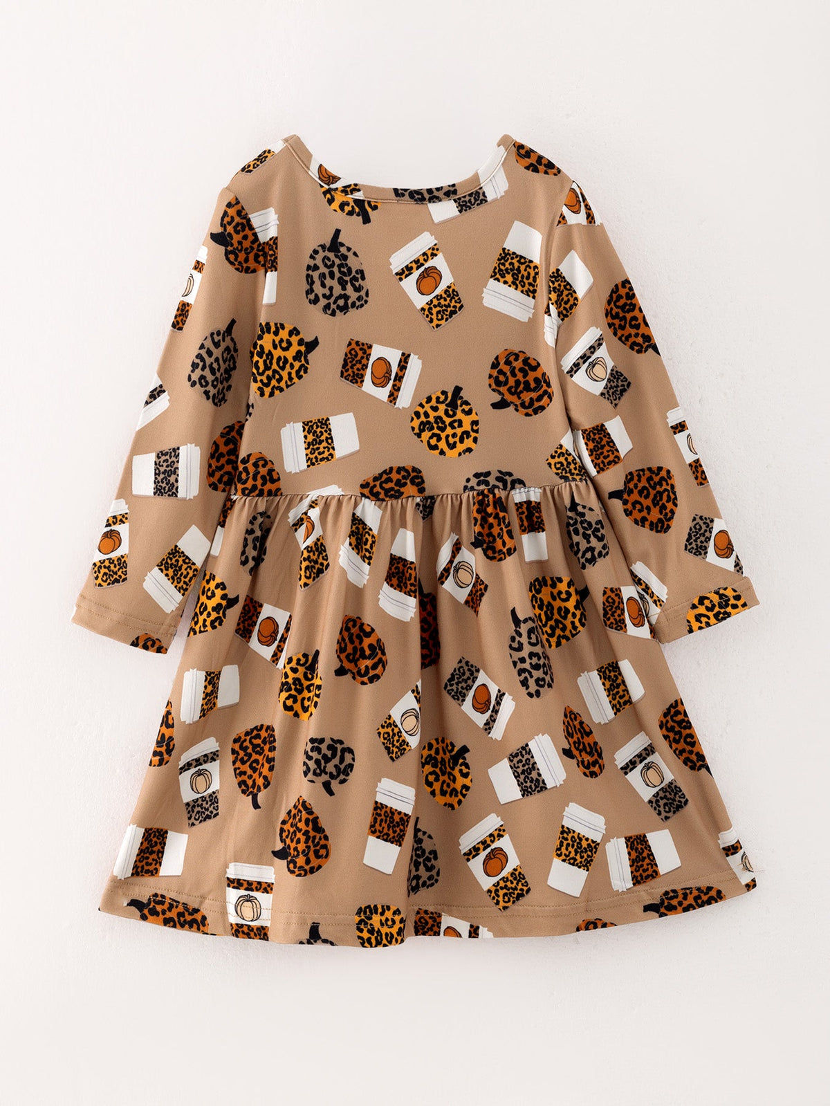 Fall Thanksgiving Day Set Of 2 Pcs In One Package Girls Leopard Print Dress by Rylee Faith Designs