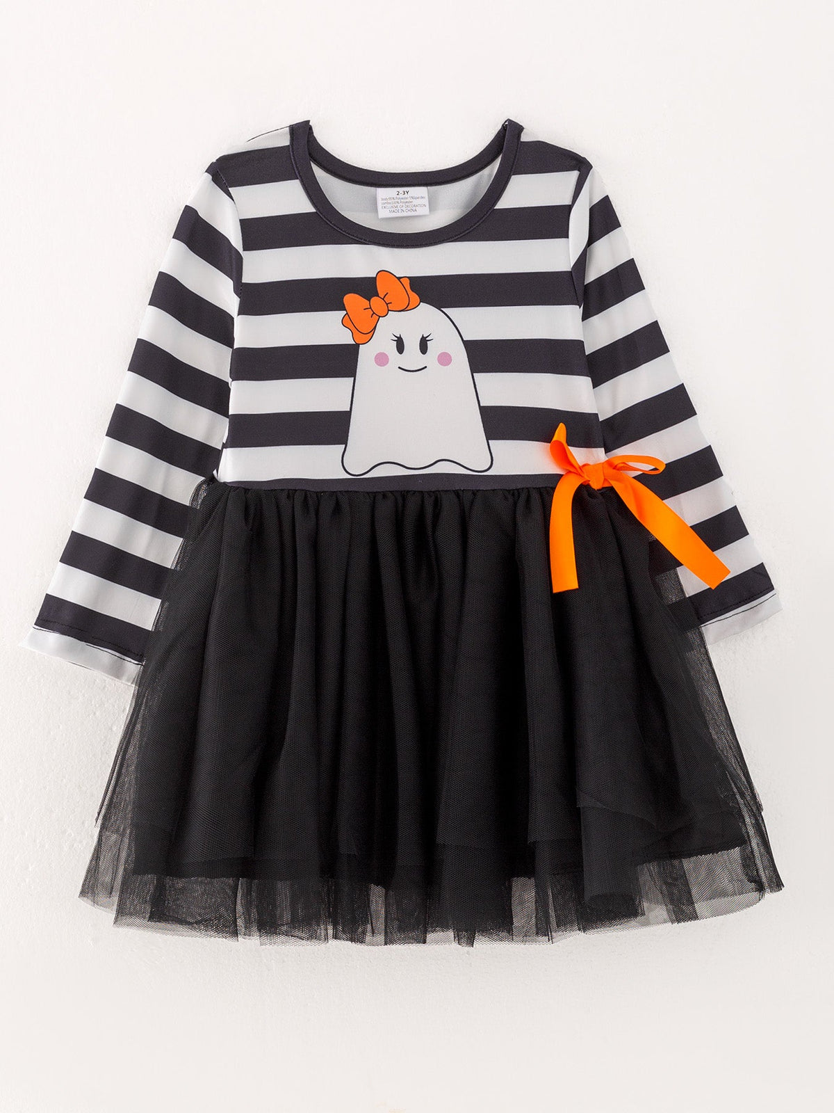 Fall Halloween Ghost Baby Girls Tutu Skirt Long Sleeve Stripe Dress by Rylee Faith Designs