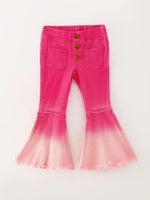 Rylee Faith Designs Pink Gradient Denim Flared Pants - Apparel & Accessories > Clothing > Pants Pants