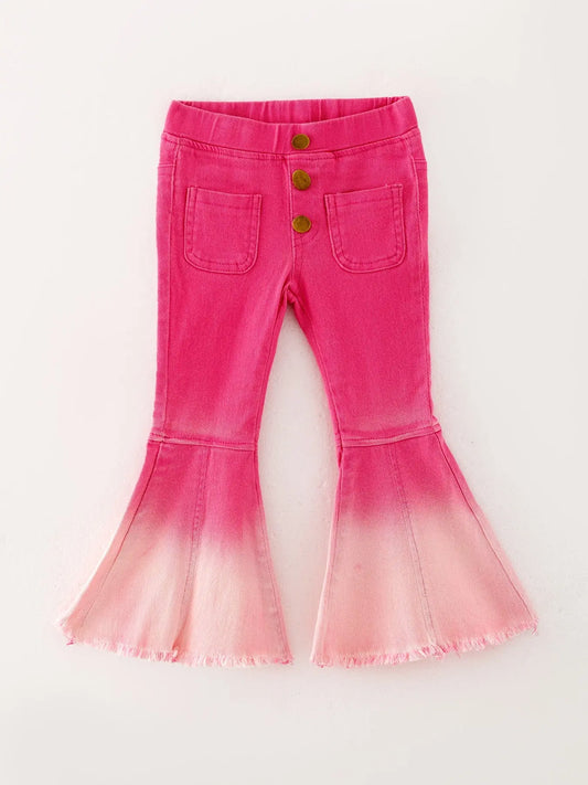 Pink Gradient Denim Flared Pants Rylee Faith Designs