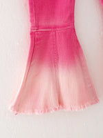 Rylee Faith Designs Pink Gradient Denim Flared Pants - Apparel & Accessories > Clothing > Pants Pants
