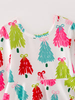 Christmas Tree Print Long Sleeve Dress by Rylee Faith Designs