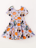Rylee Faith Designs Cute Pumpkin Print Milk Silk Dress for Halloween Fun for Girls - Apparel & Accessories > Clothing > Dresses Dress