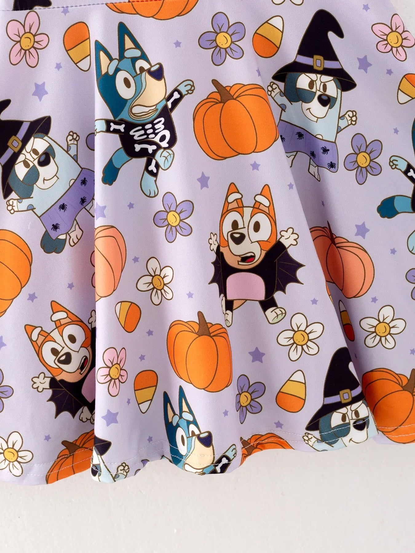 Cute Pumpkin Print Milk Silk Dress for Halloween Fun for Girls Rylee Faith Designs