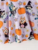 Rylee Faith Designs Cute Pumpkin Print Milk Silk Dress for Halloween Fun for Girls - Apparel & Accessories > Clothing > Dresses Dress