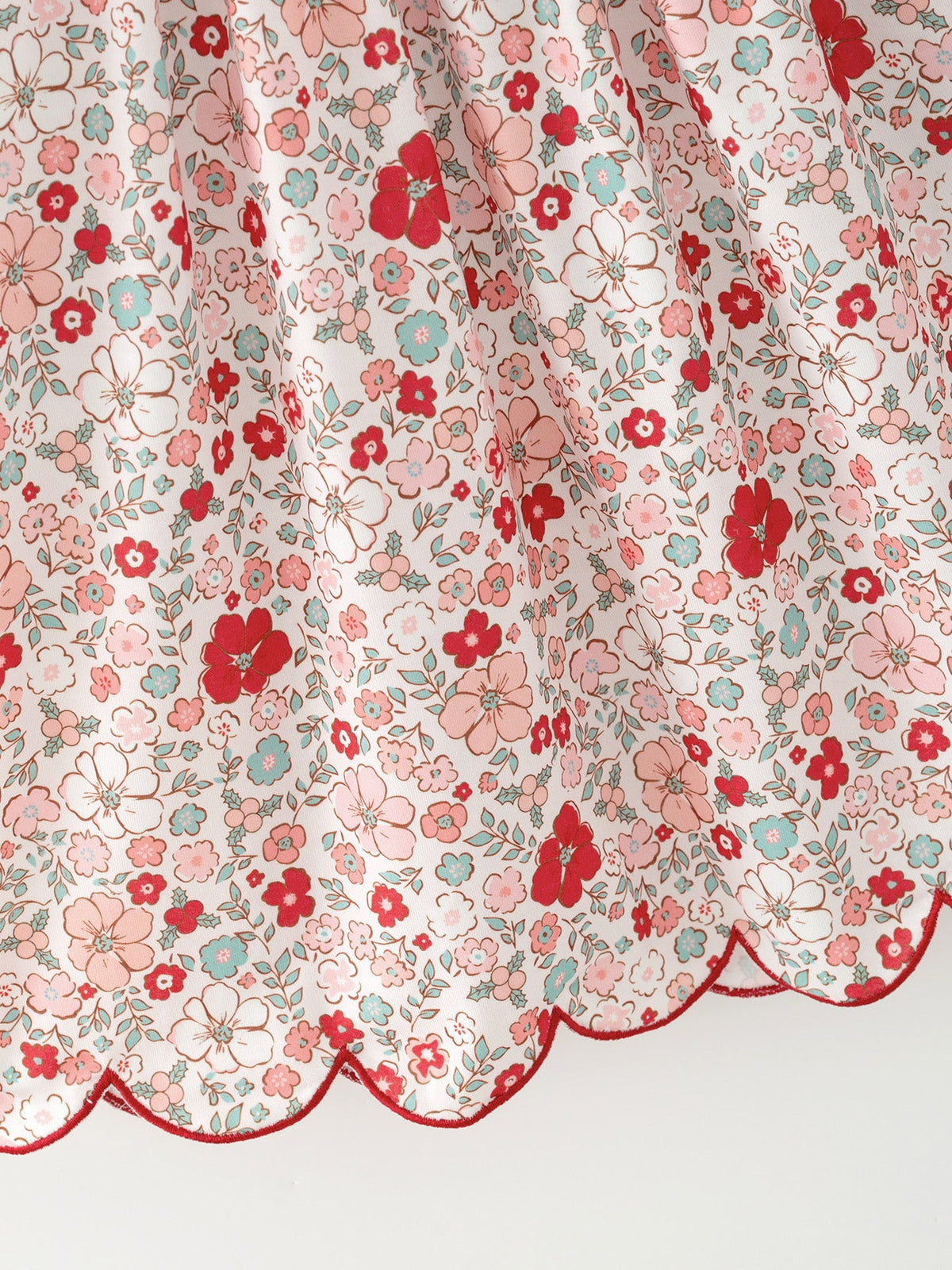 Christmas Red Floral Girls Dress Candy Cane Bow Embroidery Dress by Rylee Faith Designs