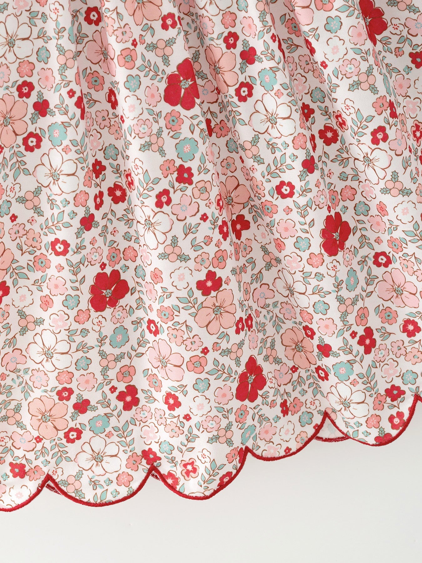Christmas Red Floral Girls Dress Candy Cane Bow Embroidery Dress by Rylee Faith Designs