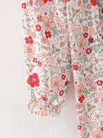 Christmas Red Floral Girls Dress Candy Cane Bow Embroidery Dress by Rylee Faith Designs