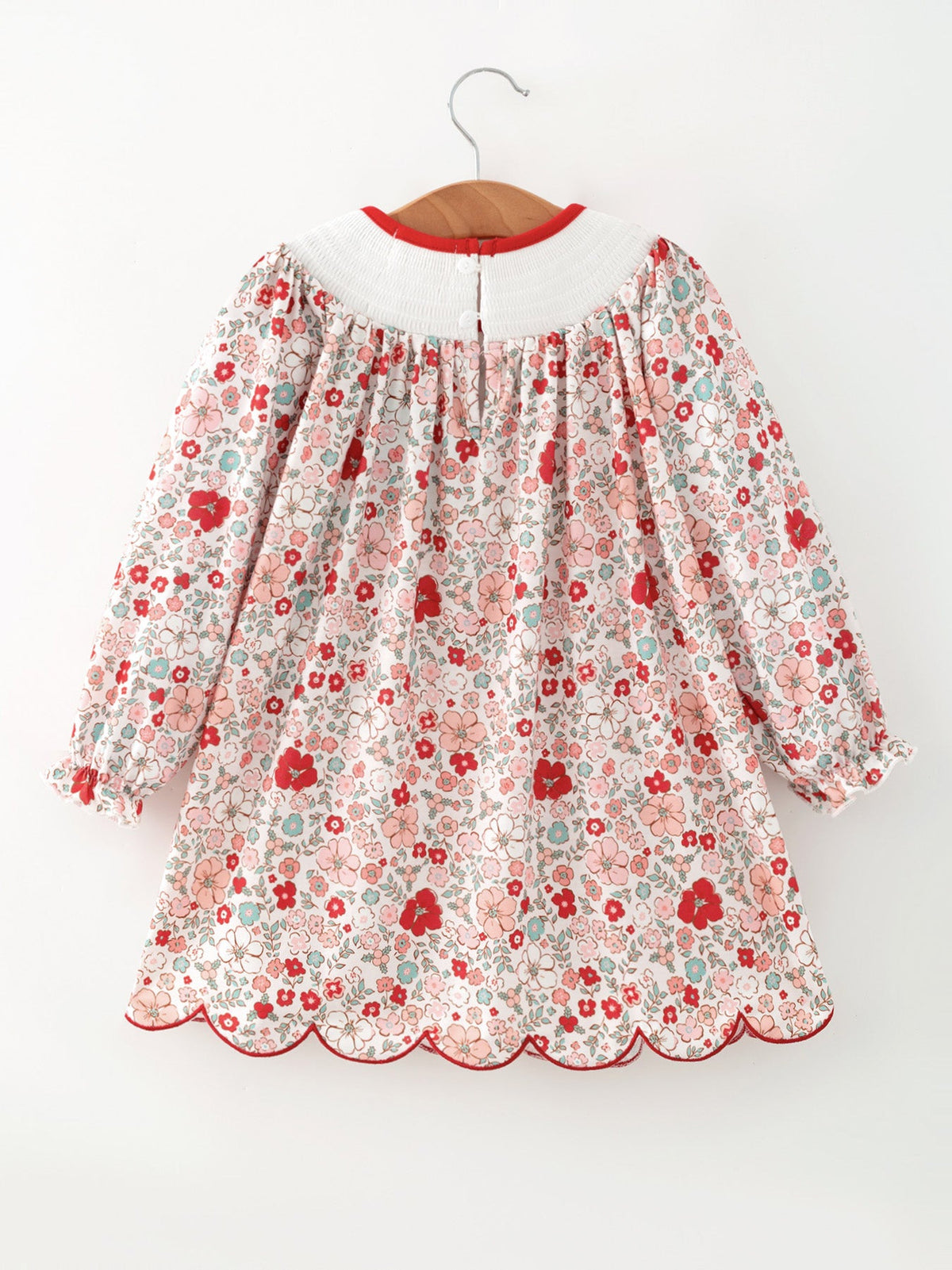 Christmas Red Floral Girls Dress Candy Cane Bow Embroidery Dress by Rylee Faith Designs