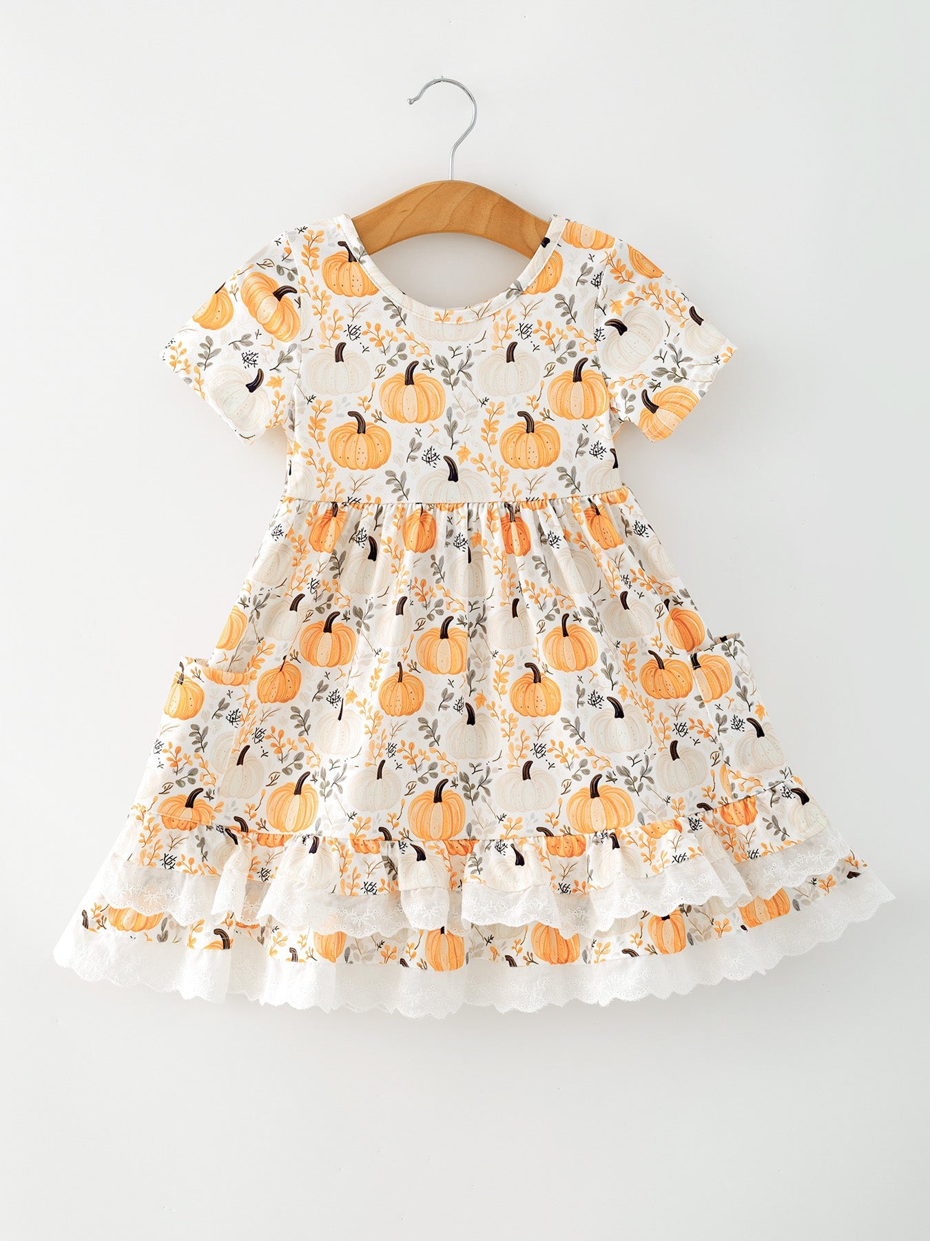 Girls Pumpkin Patch Pockets Dress