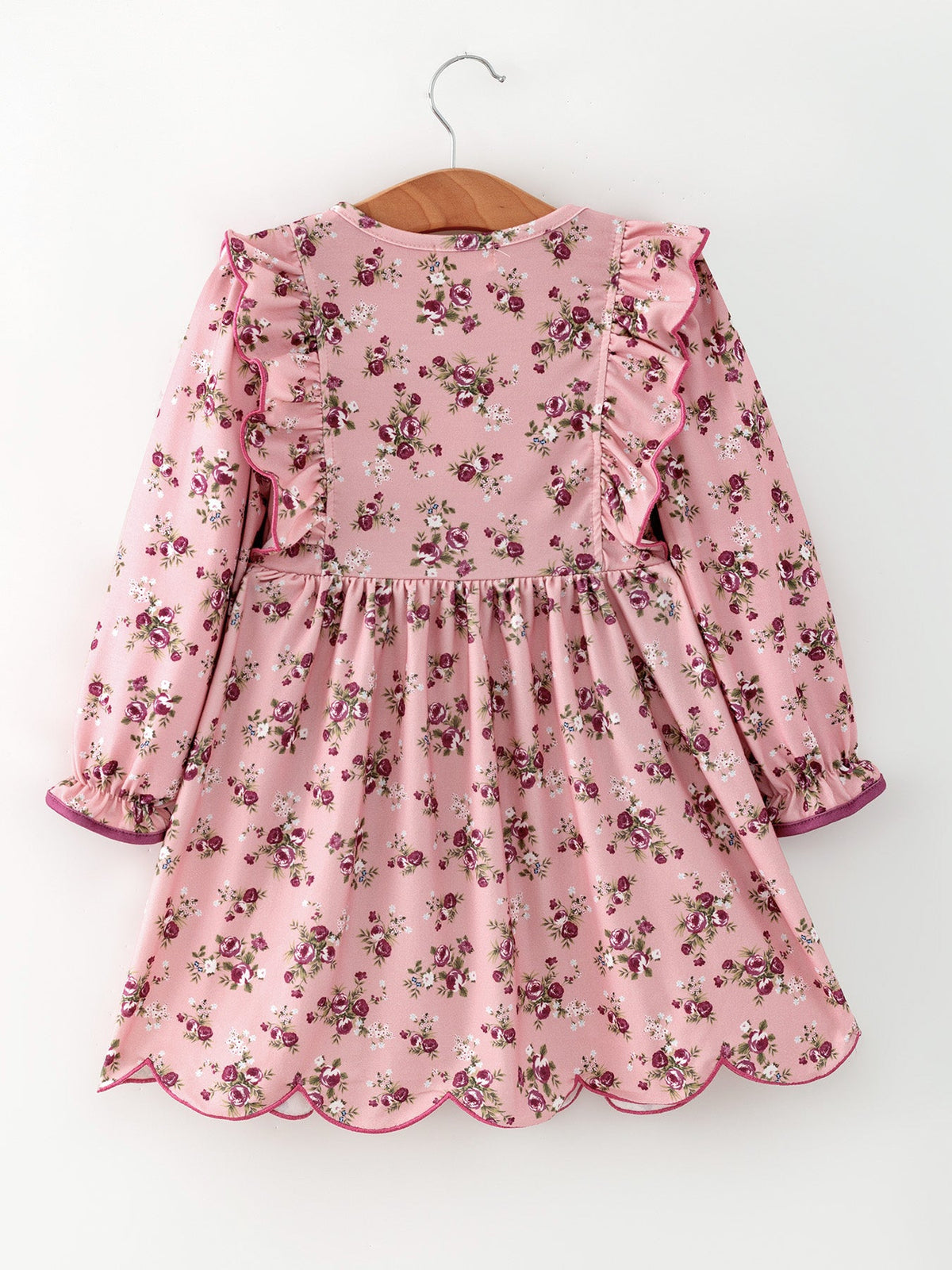 Rose Floral Long Sleeve Dress, Bow Ruffle by Rylee Faith Designs (view 2 of 5)