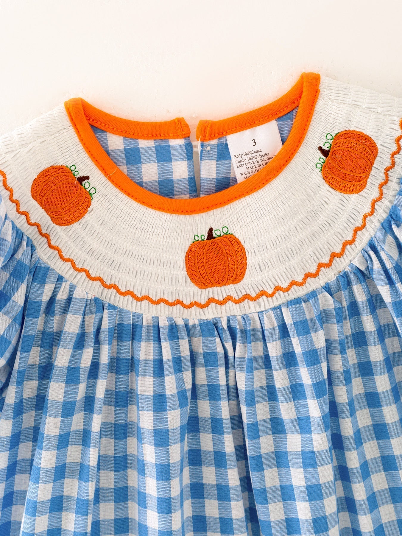 Halloween Blue Woven Smocking Embroidered Plaid Dress Rylee Faith Designs Everetts Place: Online Boutique