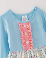 Rylee Faith Designs Cute Floral Print Long Sleeve Dress with Pumpkin Applique for Girls - Apparel & Accessories > Clothing > Dresses Dress