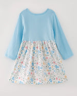 Rylee Faith Designs Cute Floral Print Long Sleeve Dress with Pumpkin Applique for Girls - Apparel & Accessories > Clothing > Dresses Dress