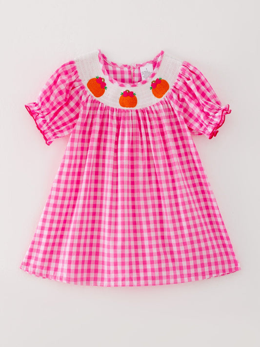 Halloween Pink Woven Smocking Embroidered Plaid Dress Rylee Faith Designs Everetts Place: Online Boutique