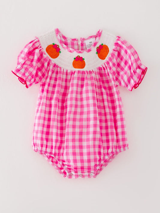 Halloween Pink Plaid Romper For Baby Girls Smocked Rylee Faith Designs Everetts Place: Online Boutique
