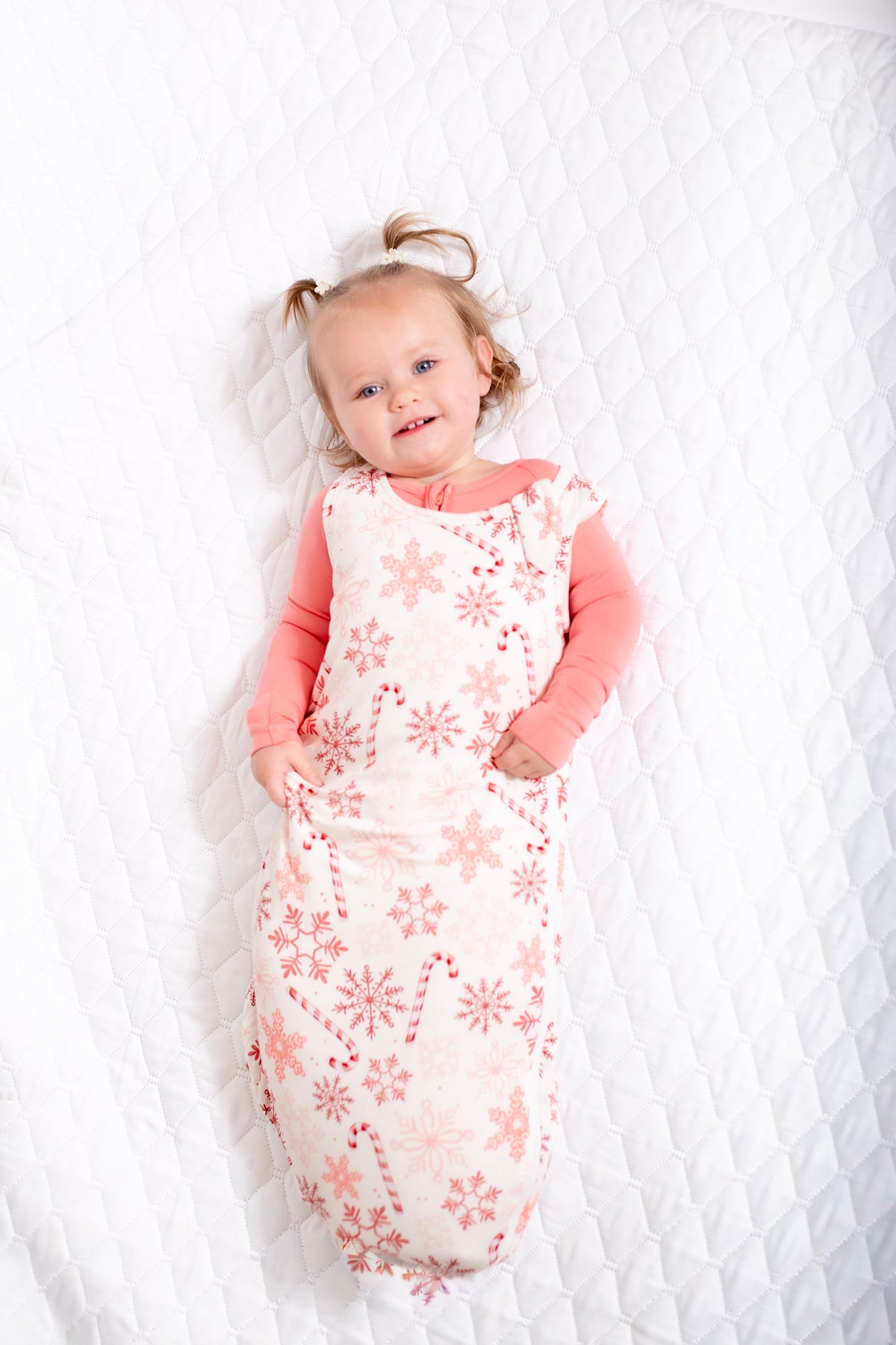 My First Candy Cane Bundle: Bamboo Sleep Sack In Blue & Peach & Free Onesie by Rayn’s Tiny Stitches