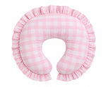 Light Pink Checkered Ruffle Nursing Pillow Cover by Little Mae & Co