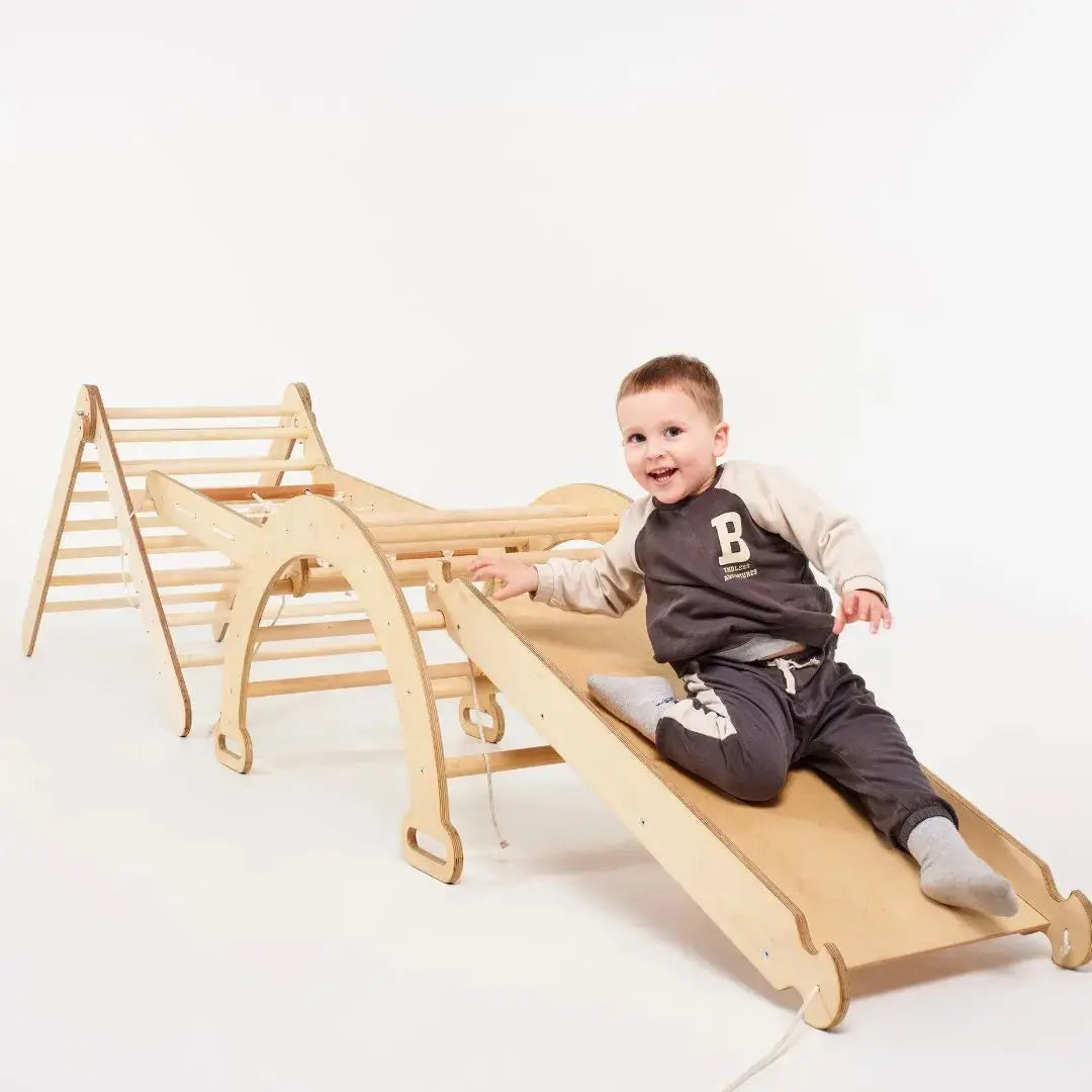6in1 Montessori Climbing Set Triangle Ladder Arch Rocker Slide Ramp Net Cushion Art Addition Goodevas Everetts Place: Online Boutique