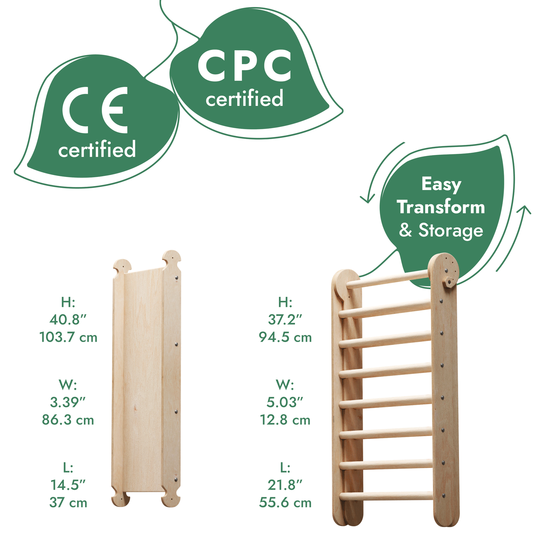 6in1 Wooden Swedish Wall / Climbing ladder for Children + Swing Set + Slide Board Goodevas 