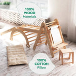 Goodevas 6in1 Montessori Climbing Set: Triangle Ladder + Arch/Rocker + Slide/Ramp + Net + Cushion + Art Addition - 