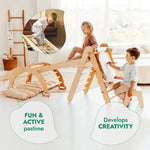 Goodevas 6in1 Montessori Climbing Set: Triangle Ladder + Arch/Rocker + Slide/Ramp + Net + Cushion + Art Addition - 