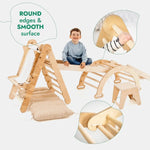 Goodevas 6in1 Montessori Climbing Set: Triangle Ladder + Arch/Rocker + Slide/Ramp + Net + Cushion + Art Addition - 